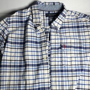U.S. Polo Assn. Men's Navy and Cream Plaid Shirt